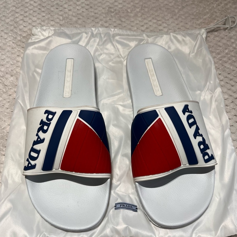 Prada Sandals Men 12 Red White Blue